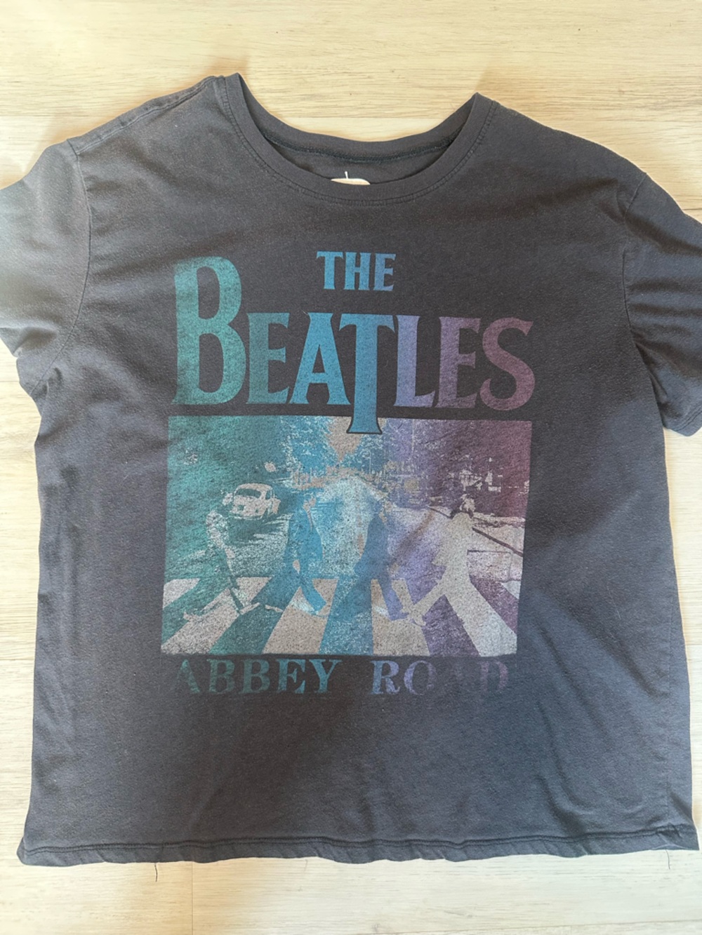 The Beatles Black Abbey Road Kids T-Shirt with Teal & Purple Print